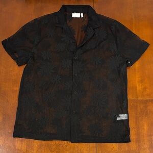 ASOS Black Floral Casual Button Down Shirt